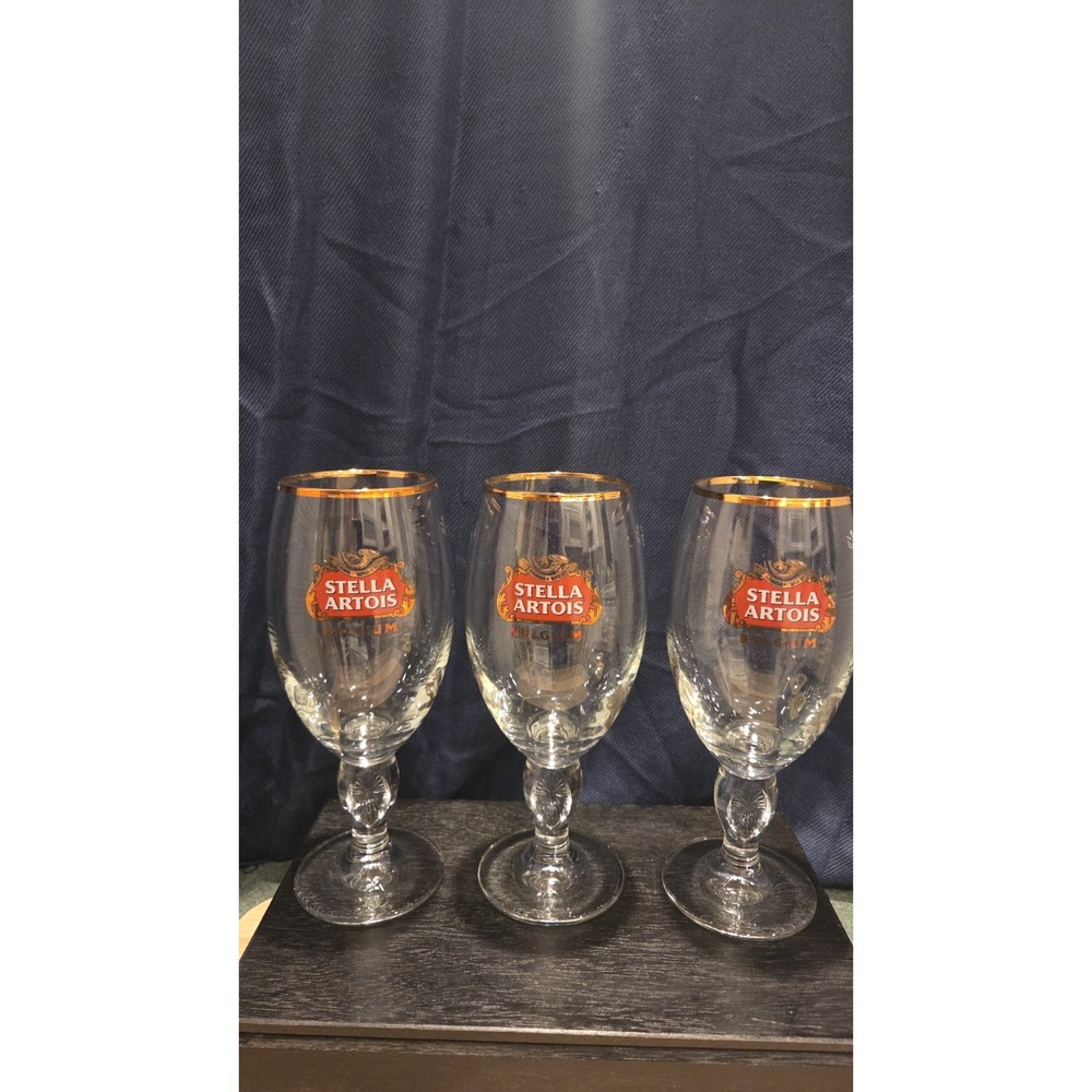 Stella Artois Belgium Original Glass Beer Chalice 33 Cl SET OF 3